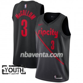 Camiseta Niños Portland Trail Blazers C.J. McCollum 3 2018-19 Nike City Edition Negro Swingman